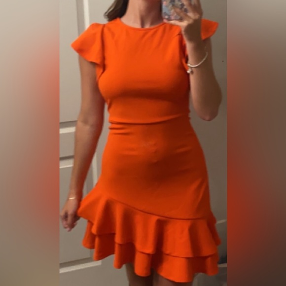 Orange Ruffle Dress - Picture 2 of 2